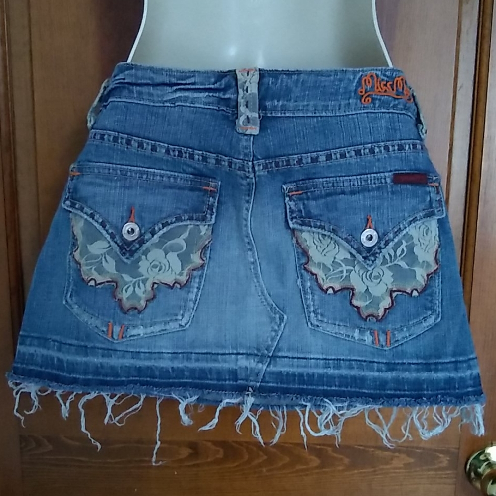 M Floral lace Miss me mini denim skirt